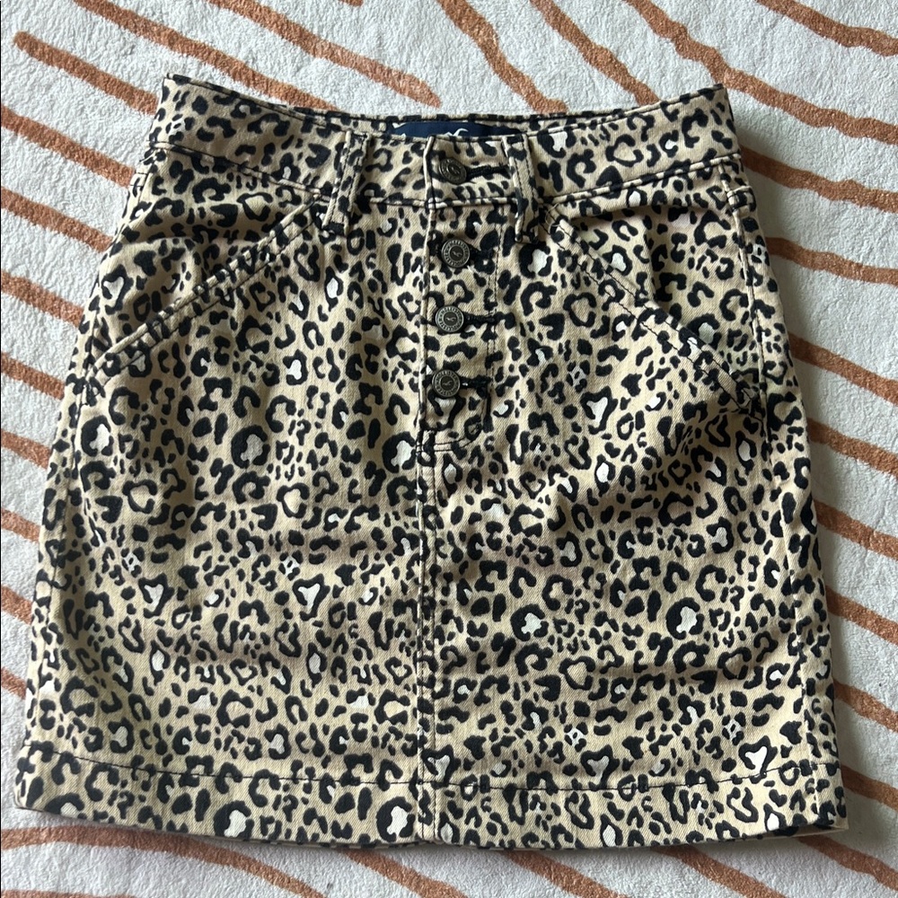 Hollister Animal Print Mini Jean Skirt